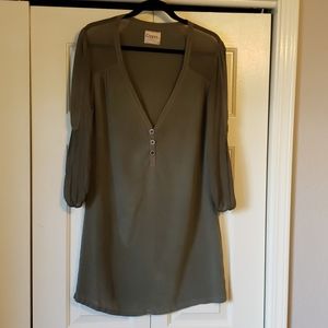Gypsy 05 %100 silk Tunic Dress olive green